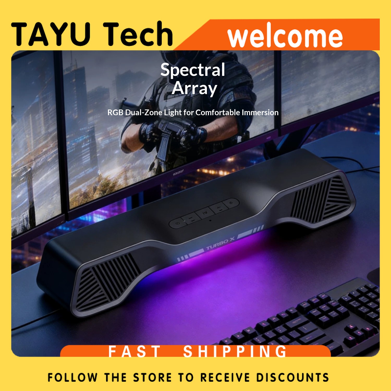 Rgb Computer Soundbar For Pc - Altoparlante da Gaming Hurricane Turbo X