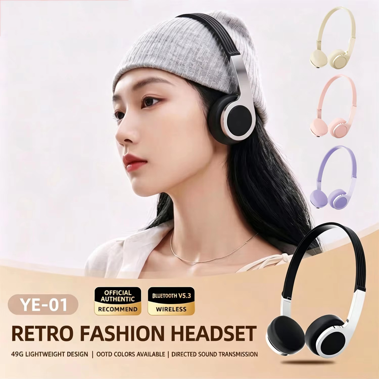 Anc Wireless Over Ear Headphones - Nuove Cuffie Bluetooth Retrò Compatte Over-Ear
