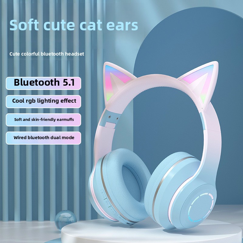 Nuove Cuffie Bluetooth RGB da  - Cat Ear Bluetooth Headset Led recensione e prezzo
