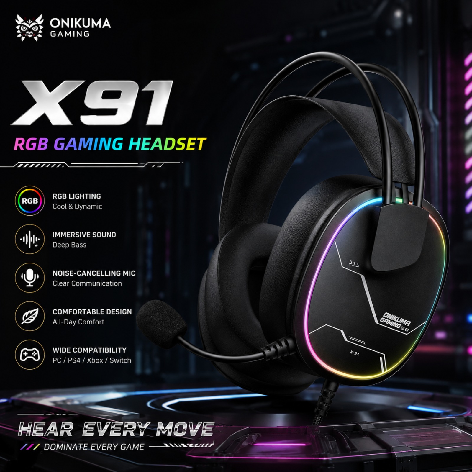 Cuffie da gioco cablate ONIKUM - Gaming Headset With Mic Rgb recensione e prezzo